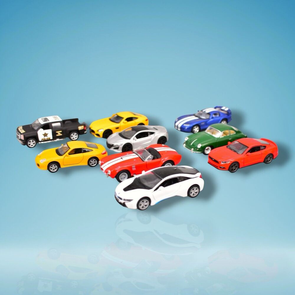 kinsmart diecast lot of 8 cars openable doors, pull back action, 1:38 scale